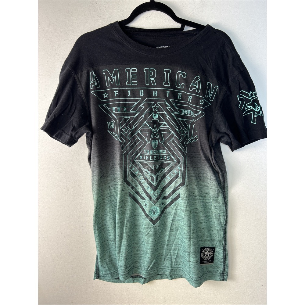 American Fighter Men's SZ L Short Sleeve T-Shirt Premium Athletic Green Black